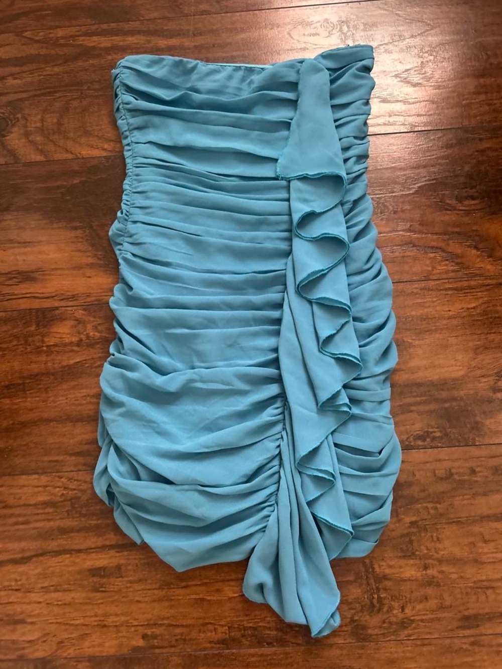 Meshki Ruched blue dress